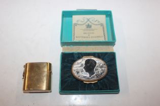 A Bilston & Battersea enamel limited edition box, Baron Britten of Aldeburgh; and a brass cased