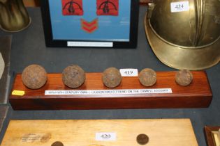 Five 18th / 19th Century small cannonballs found o