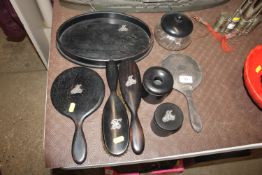 A silver backed dressing table hand mirror AF; and