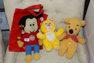 A vintage Micky Mouse Club toy and bag; a vintage