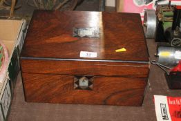A 19th Century rosewood and shell inlaid sewing bo