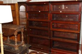 A Globe Wernicke five tier mahogany bookcase, fitt