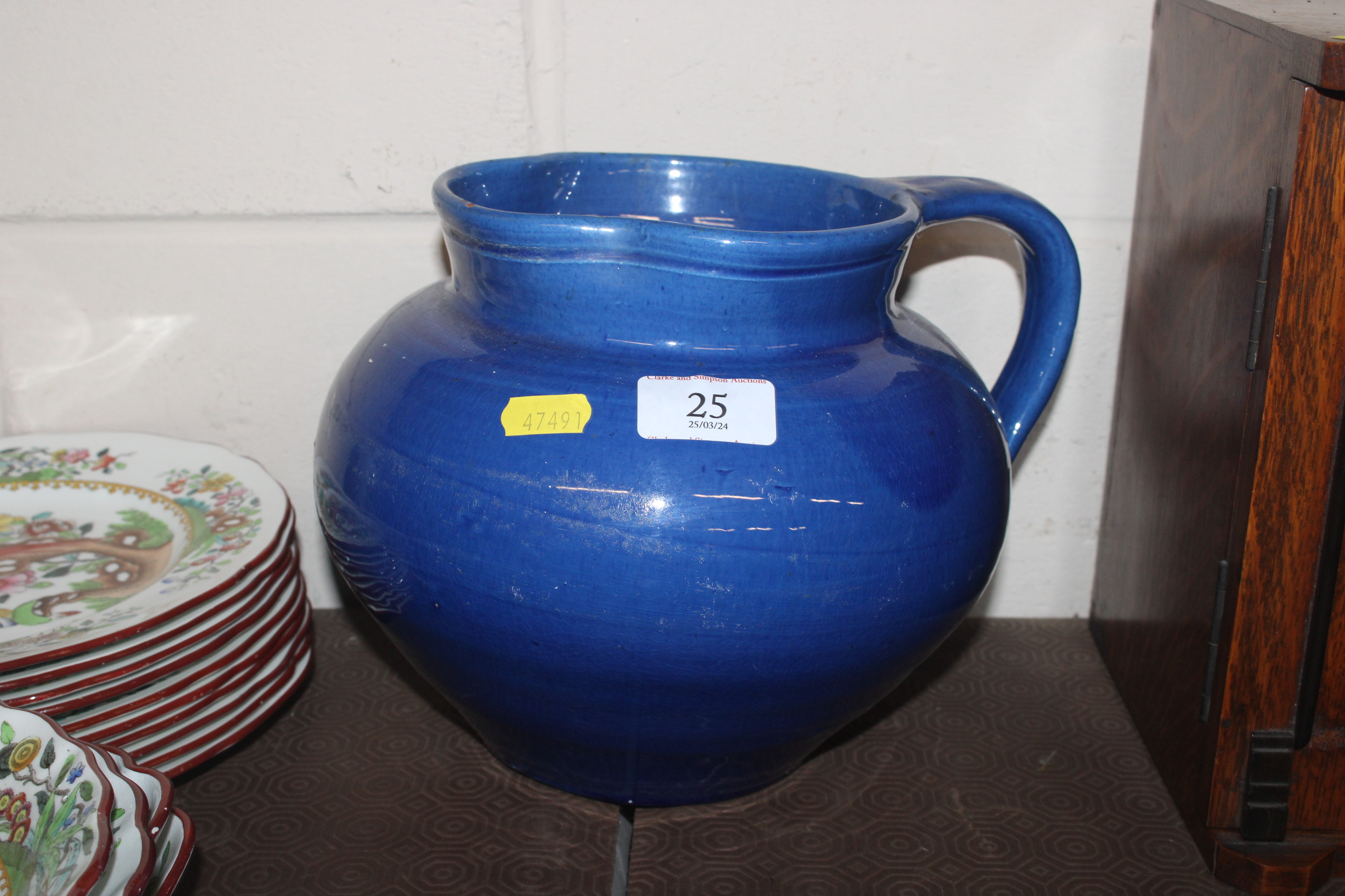 A C.H. Brannam of Barnstaple blue pottery jug; a D - Image 2 of 13