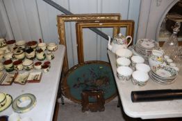 Three gilt picture frames and an oval gilt framed
