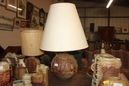 A large Bernard Rooke pottery table lamp and shade