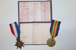 A pair of WWI medals to PTE H. Foulds