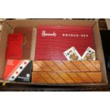 A Harrods bridge set; various other card games etc