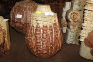A Bernard Rooke pottery baluster vase decorated le
