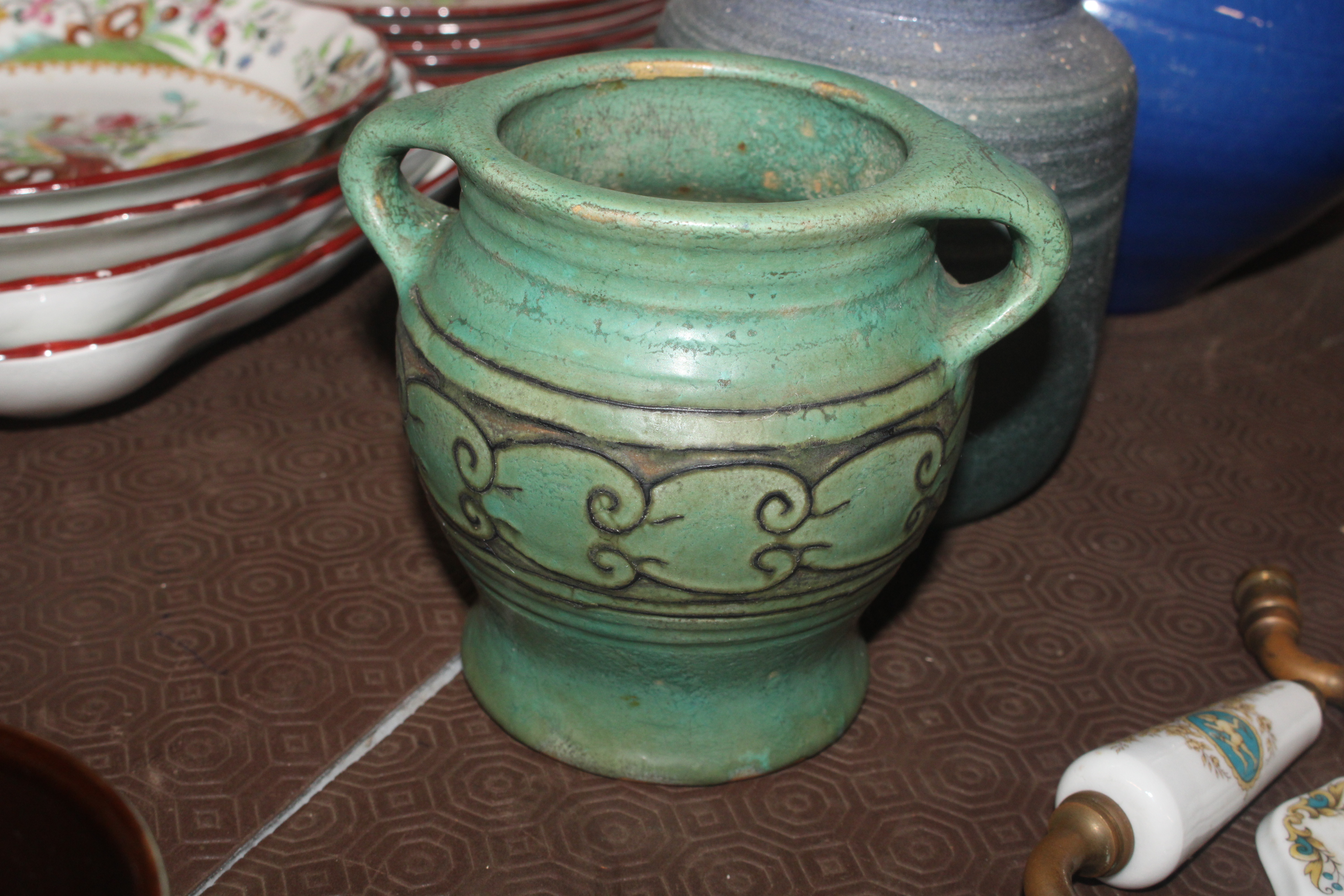 A C.H. Brannam of Barnstaple blue pottery jug; a D - Image 7 of 13