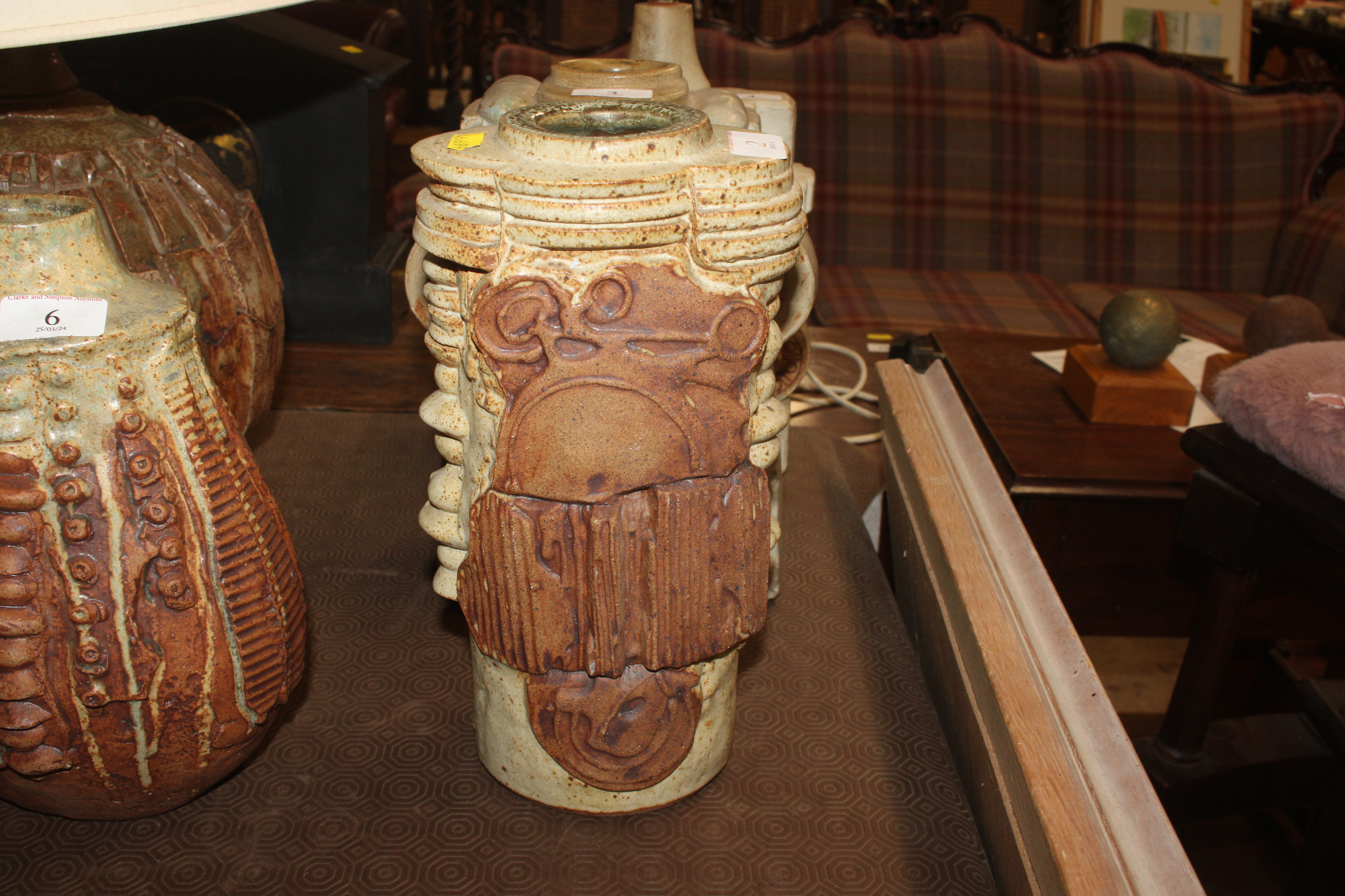 A Bernard Rooke pottery vase, decorated stylised p
