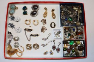 A collection of vintage and other costume ear-ring