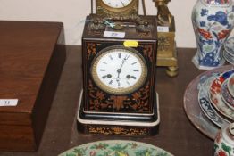 A Thomas Paris, 19th Century French mantel clock , the case with marquetry decoration complete with