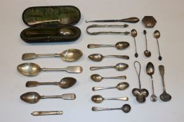 A silver lid; a collection of various silver cutle
