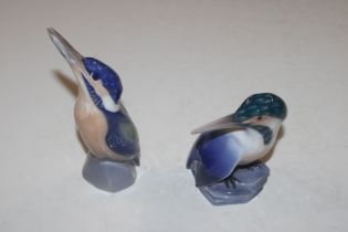 Two Royal Copenhagen models of kingfishers