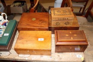 A 19th Century mahogany and inlaid tea caddy and t