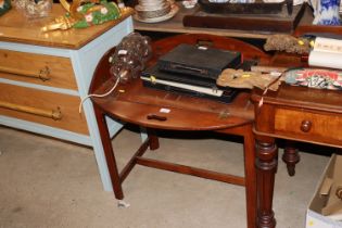A mahogany folding Butler's tray on stand