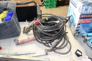 A bundle of welding leads