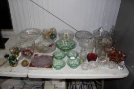 A collection of table glassware including decanter