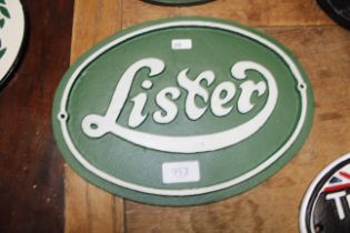 A reproduction metal Lister advertising sign (216)