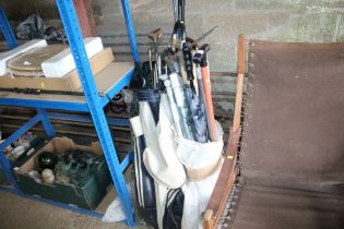 A golf bag and contents together with various walk