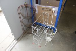 A retro stick stand; shoe rack and a vegetable sta