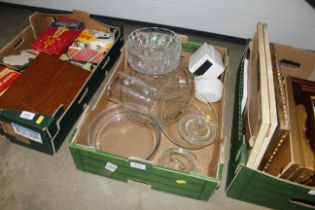 A box of table glassware