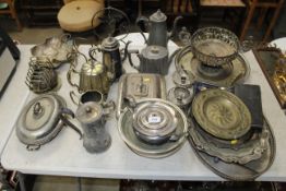A collection of silver plated and other metal ware
