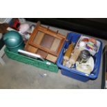 Two boxes of various sundries to include display c
