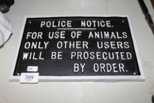 A reproduction "Police Notice" sign (226)