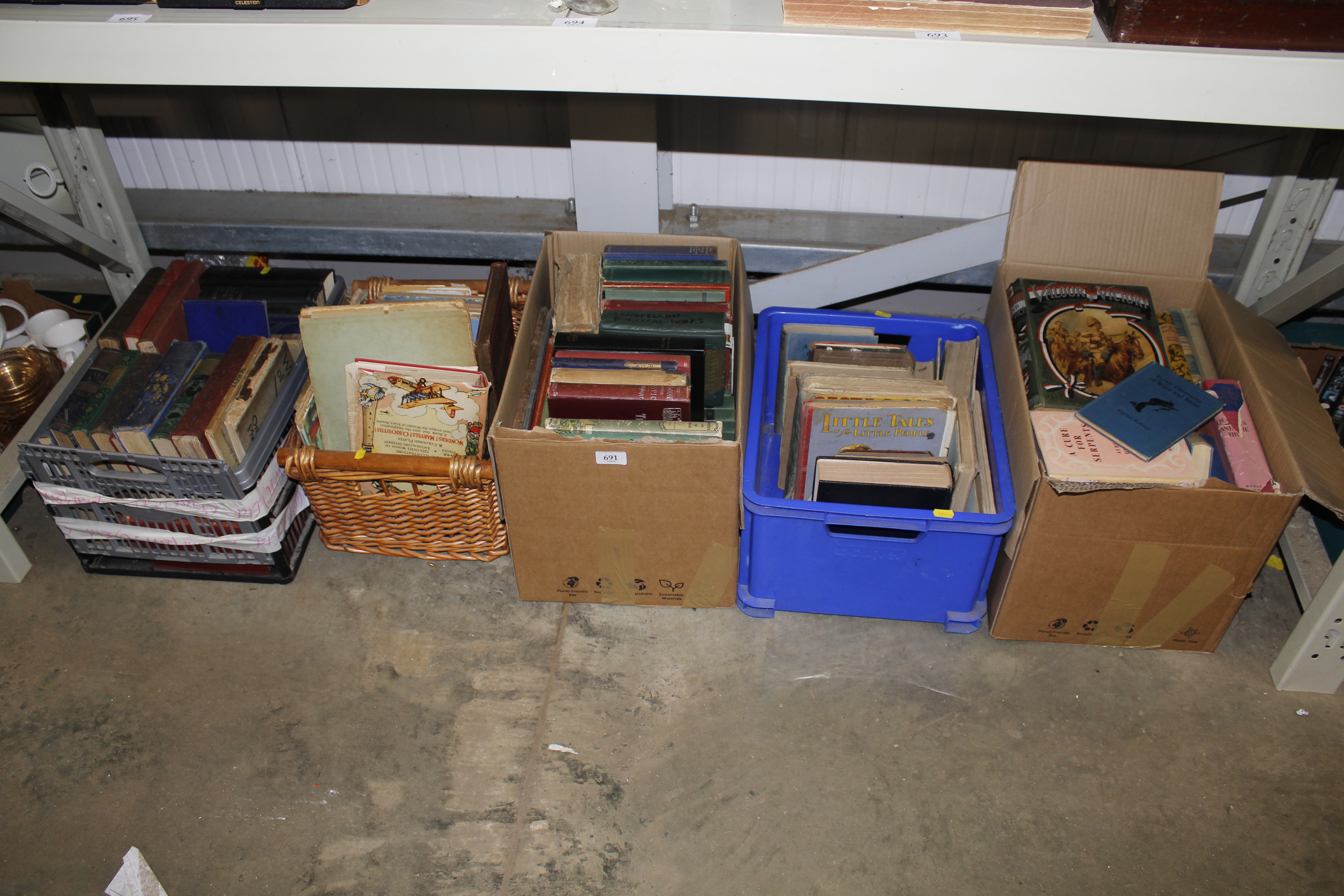 Five boxes of various books