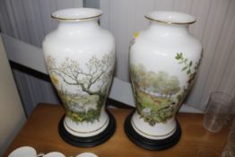 A pair of Franklin porcelain vases, "The Autumn Gl