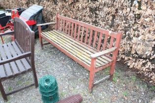 A hardwood garden bench