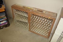 A painted pine and faux bamboo wall cupboard