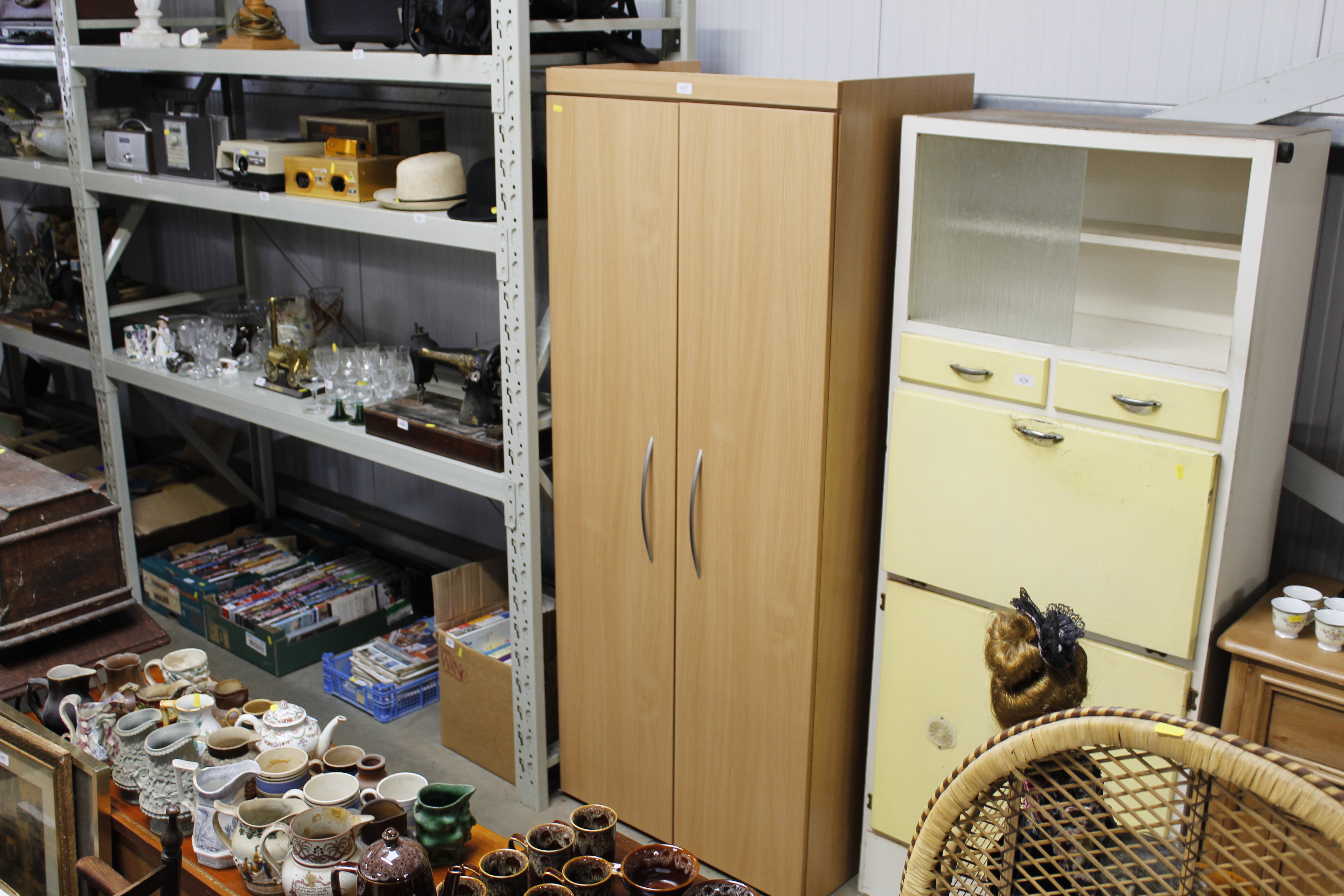 A beech effect two drawer wardrobe