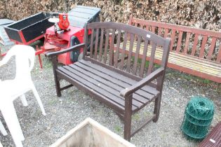 A hardwood garden bench