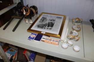 A collection of children's tea ware; playing cards