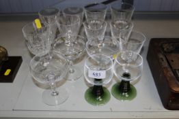 A collection of drinking glasses