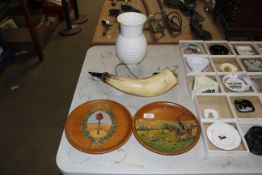 A Villeroy & Boch vase; a drinking horn and two Ar