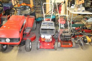 A petrol lawn mower with Briggs and Stratton engin