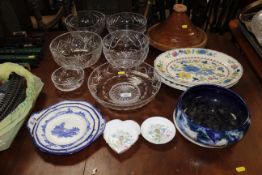 A collection of glass bowls; Royal Doulton "Norfolk" pattern dinner ware; Mason's "Regency"