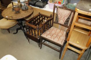 An Edwardian mahogany inlaid elbow chair; and a Vi