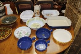 A Royal Worcester oven to tableware dish and various other cooking dishes to include Le Creuset