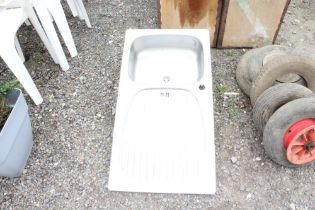 A stainless steel sink