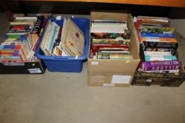 Four boxes of various books including Harry Potter