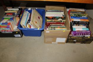 Four boxes of various books including Harry Potter
