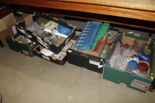Five tray boxes of various sundry items to include