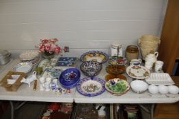 A collection of decorative glass and china includi