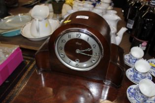 An Elko Art Deco three hole mantel clock