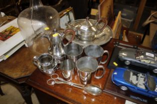 A collection of various plated ware to include fou