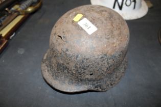 A German WWII helmet shell found in Normandy